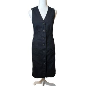 & Other Stories Black Cotton Blend Sleeveless Button Up Dress‎ Size 2 Minimalist